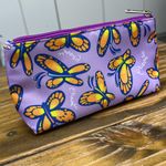 Clinique  Purple Butterfly Print Cosmetic Makeup Bag 8.5 x 5 inches Photo 0