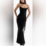 House Of CB NWOT  Cassidy Ruched Mesh & Tulle Maxi Black Skirt Sz M Photo 2