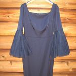 Mac Duggal  11233 Womens Navy Flounce Sleeve Square Neck Column Gown Photo 7