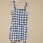 J.Crew Factory Linen Gingham Check Button Lined Sundress Blue White size 10 Photo 1