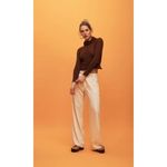 Savannah Morrow  Taya Knit Top in Coco Brown‎ Organic Cotton Turtleneck Large NWT Photo 1