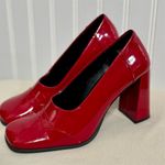 Gloria Vanderbilt  Women's 5.5 Red Patent Square Toe Pumps Chunky Block Heel Y2K Photo 0