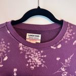 Lands' End Sweatshirt Dress Serious Sweats Mock Neck Purple Floral Mulberry Photo 1