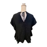 REDValentino Ruffle Sleeve Satin Top – Size 44/ US 8 Black Photo 1