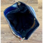 Tommy Hilfiger Navy Blue, Cream Canvas, Chain Shoulder Bag, Gold Tone EUC Photo 9