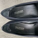Vtg Villager Liz Claiborne Navy Blue Fabric Block Heel Square Toe Pumps Sz 9.5 Photo 3