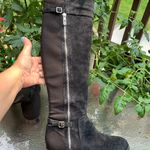 Ivanka Trump  Black Suede Buckles Knee High Stretchy Back Boots 9 Photo 7