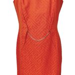 Taylor orange sheath dress with gold waist chain ladies size 8 geometric brocade Photo 2