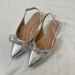 BCBGeneration  Kristin Flat Coquette Preppy Silver Slingback Bow Ballerinas 7.5 Photo 1