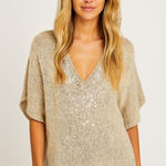 Jennifer Lopez Jlo sequin shirt sleeve hooded sweater y2k coastal casual fall knit top boho Photo 0