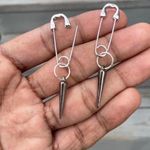 Handmade Unique Elegant Punk Gothic Style Cross Safety Pin  Design Hoop Earrings Photo 0