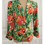Live a Little Tropical Blazer By LAL Size L Greens Oranges Stunning Photo 2