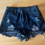 None Black High Waisted Denim Shorts Photo 1