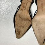 Manolo Blahnik  Suede Sling Back Kitten Heel Straps Pointed Toe Black 37 6.5 Photo 4