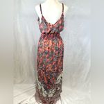 Three Hearts Pink and white paisley print boho smocked ruffle maxi dress size XL Photo 6