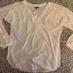Ann Taylor NWT Cream Colored Sheer Dress Shirt With Blouson Sleeved And Gathered Details Medium Photo 0