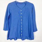 Vintage Cut Loose Top Womens XS Linen Cotton Oversize Beachy Lagenlook Old Money Blue Photo 0