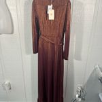 WAYF  Women’s Meryl Long-Sleeve V Neck Metallic Wrap Long Sleeve Dress SZ XS NWT Photo 8