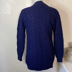 The Irish Store 100% Wool Cardigan Fisherman Knit Sweater—Beautiful! XS Blue Photo 4