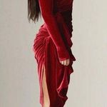 Alieva Narin DRAPED MIDI DRESS (MAROON) XL Photo 2