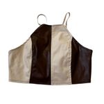 SheIn Brown/Cream Color Blocked Faux Leather Crop Top Women's Size Small 10-16-2 Photo 2