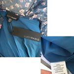 Lucy Paris  BLUE FLORAL RUFFLE CHIFFON FLUTTERY‎ DRESS LARGE NWT Photo 3
