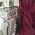 Betsy and Adam Wine Red Lace Overlay Tulle Fit & Flare Party Dress 🍷 Photo 5