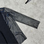 Clara Sun Woo Open Front Drape Cardigan Jacket Faux Leather Knit Goth in Black M Size M Photo 5