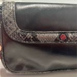 Tory Burch Women's Black Leather Clutch with Snakeskin Trim Photo 8