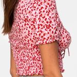 Motel Rocks Raquel Crop Top In Ditsy Butterfly Peach And Red size XS Photo 3