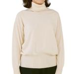 White Wheeler & Martha Wool Turtleneck Drop Shoulder Sweater in Cream size Small Photo 0