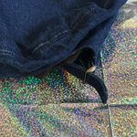 Navy Blue Denim Cap with Gold Chain Detail Photo 4