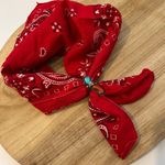 Vintage 90s Red Cotton USA Made Square Bandana Neck Tie Photo 10