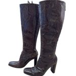 via spiga Italian Leather Brown Snakeskin Knee-High Riding Boots Womens 5.5M SKU Photo 4