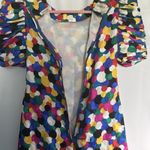 Raul Blanco Nan Duskin Size 10 Silk Colorful Polka Dot Ruffle Party Dress VTG Photo 5