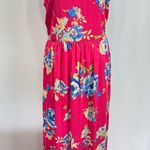 Everly Hot Pink Floral Halter Neckline Maxi Sundress Pleated Skirt from ModCloth Photo 3