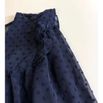 Midnight Doll Sheer Navy Blue Dotted Tier Ruffle Dress Long Sleeves Size L Romantic Whimsy Photo 8