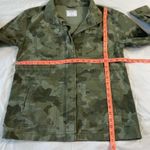 Old Navy  Women's XS Green Camo Canvas Collared Jacket Full Zip Cinch Waist Photo 2