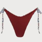 BERLOOK Burgundy Reversible Halter Triangle Bikini SET Red Size L Photo 7