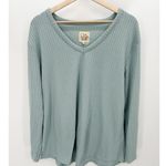 Chaser  Top Women XXL Blue Thermal Long‎ Sleeve V-Neck Pullover Polyester Blend Photo 0