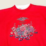 Vintage Sweatshirt Pullover Crewneck Top Grandma Floral XS S Small Blue Photo 1