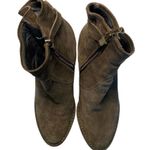 Alberto Fermani Booties 8.5 Leather Suede Almond Toe Block Heel Buckle Brown Photo 3