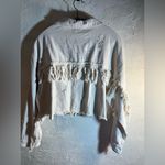 POL  NWT fringe denim jacket, cream colored, distressed, small but oversized Photo 11
