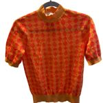 Tory Burch Jacquard Knit Mock-Neck Sweater Bright Bitter Orange Poppy NWT Mod Retro Vibe Photo 3