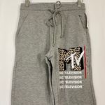 MTV Women’s Casual Drawstring Joggers Leopard Logo Cool Heather Grey NWT Photo 1