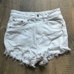 ZARA  White Jean Shorts with Frayed Hem Photo 0