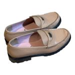 Free People Liv Penny Loafer 10 Camel Shoes Slip On Chunky Heel Square Toe Photo 2