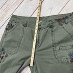 Sundance  Bloom Floral Embroidered Cargo Utility Pants Army Green Size 16 Photo 4