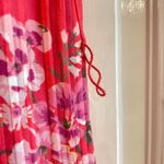 Loft Meadow Bouquet Spring Poppy Ruffled Sleeve Floral Dress Red Size Small Photo 8