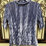 Anthropologie Pilcro mock neck slate blue velveteen short sleeve top Photo 0